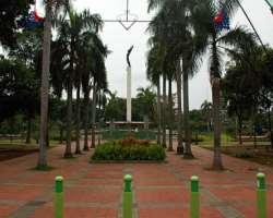 On the south side of the square, there situated a beautiful park featuring a half-circle pond with an illuminated fountain.  It is a perfect place to 